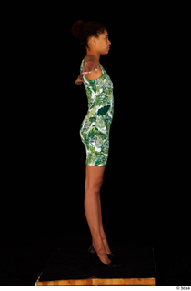 Luna Corazon dressed green patterned dress standing t-pose whole body…